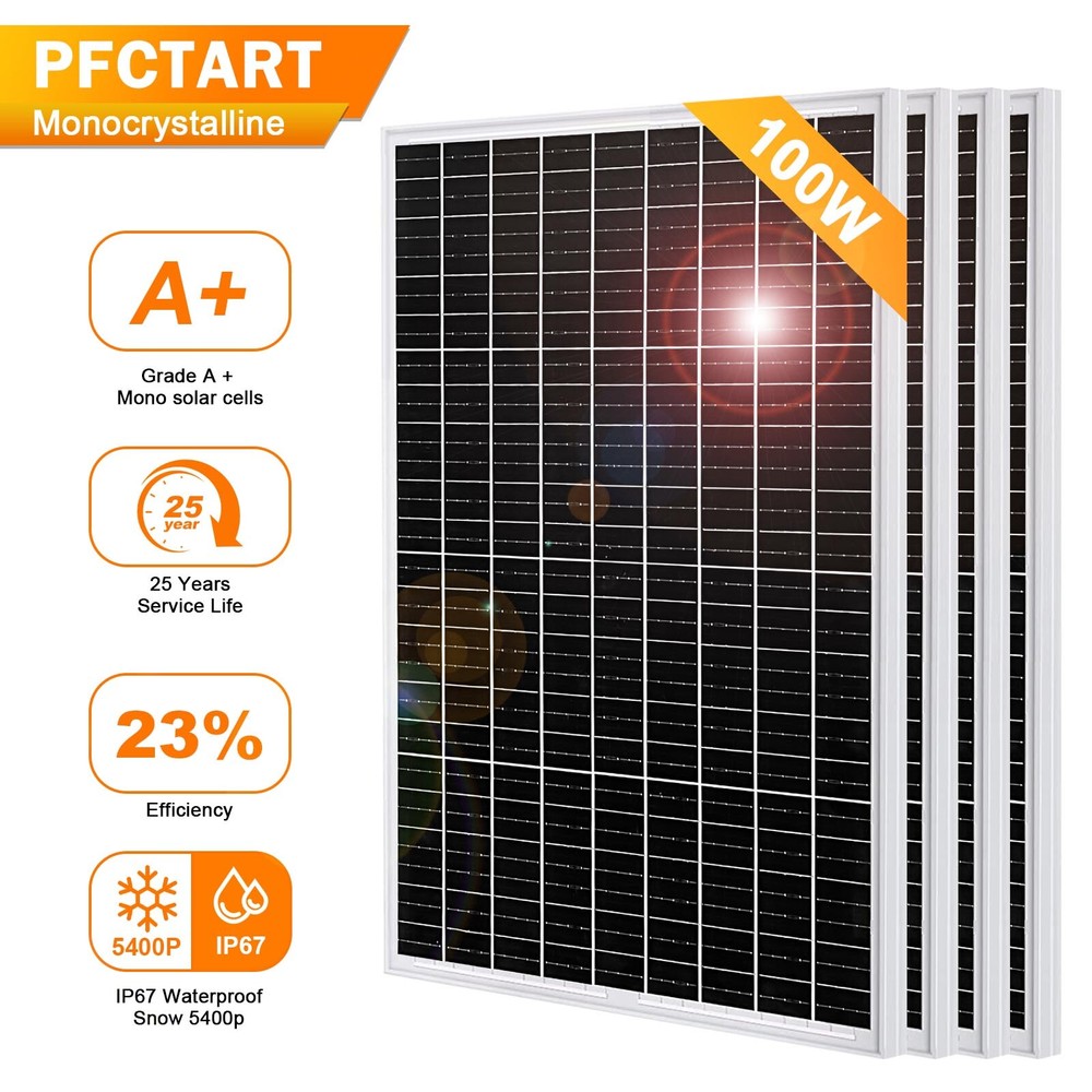 100W 12V Mono Solar Panel Kit for RV Camping Off-Grid Power  