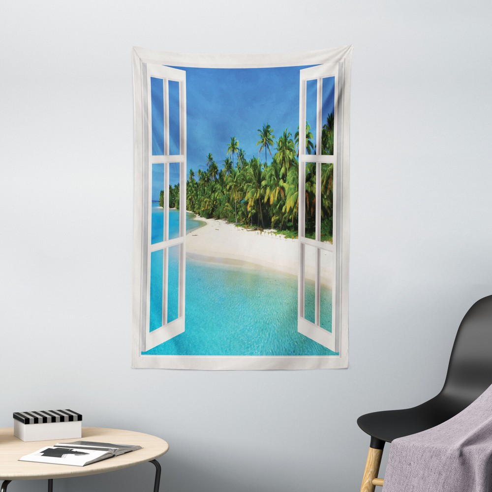 Ocean Tapestry Paradise Island Tree View Print Wall Hanging Decor