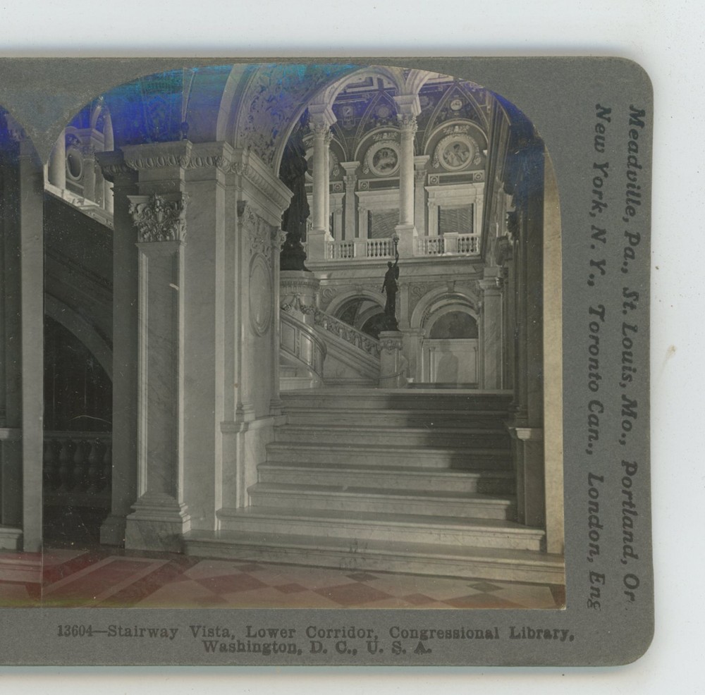 Lower Corridor Congressional Library Washington DC Keystone Stereoview