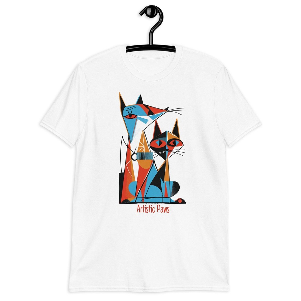 Artistic Paws Cat T-Shirt  Modern Cat Lover Tee  Abstract Cat Graphic Shirt  #32-image