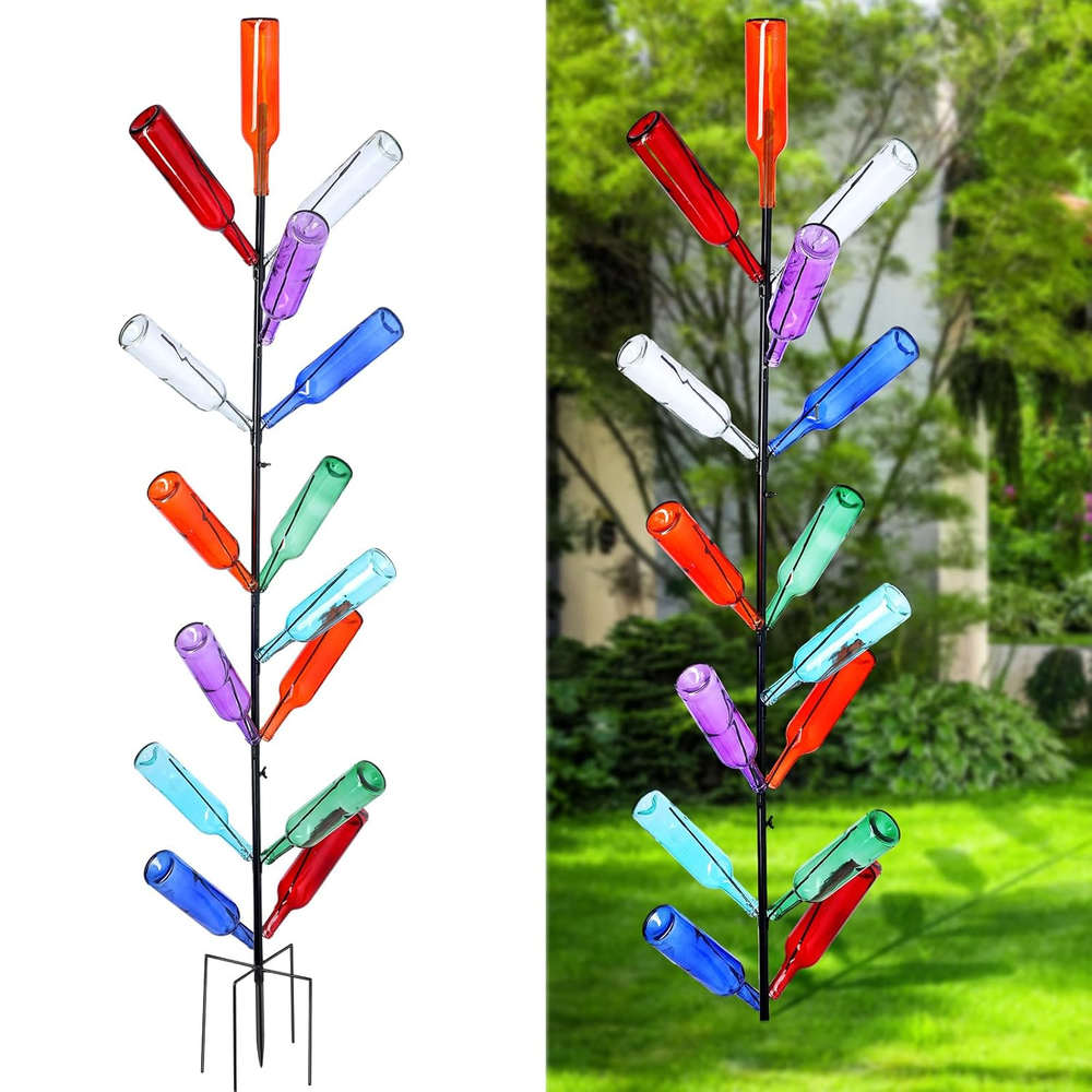 2 Pcs Wine Bottle Tree Garden Decor 5.9 Ft Classic Wine Bottle Metal Tree Orname
