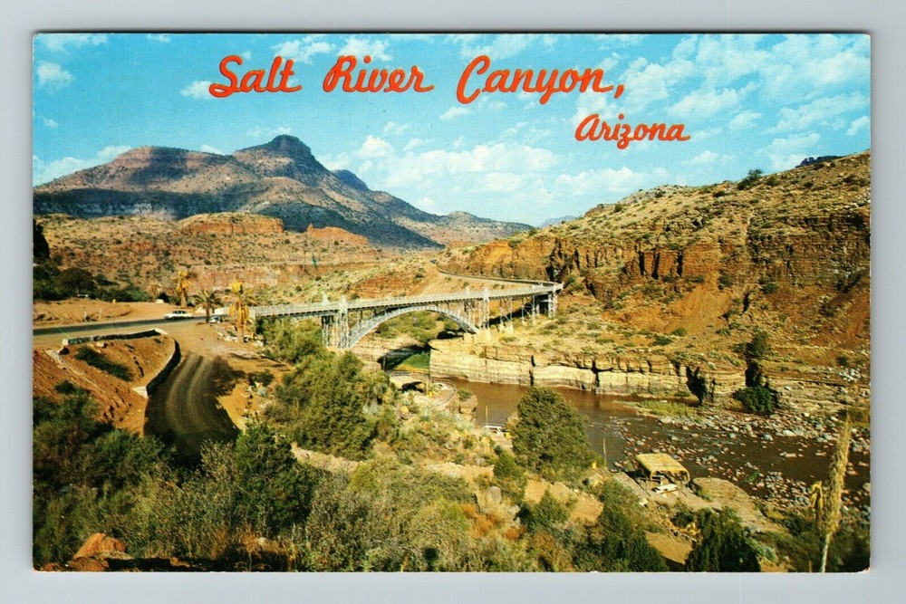 Salt River Canyon AZ-Arizona, Highway Bridge, Scenic, Vintage Postcard