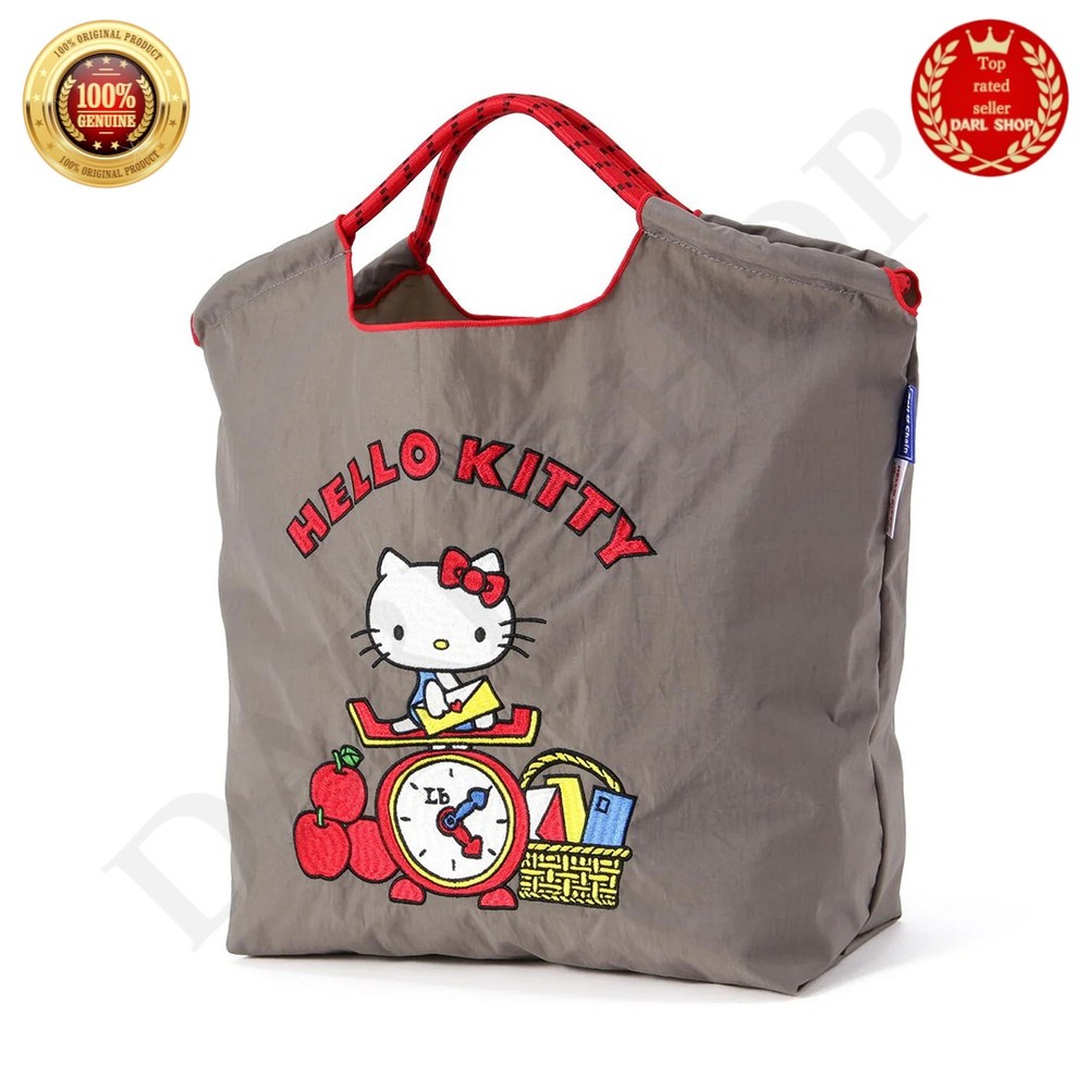 Lawson x Sanrio 50th HELLO KITTY Official Ball and Chain Tote Bag Gray NEW