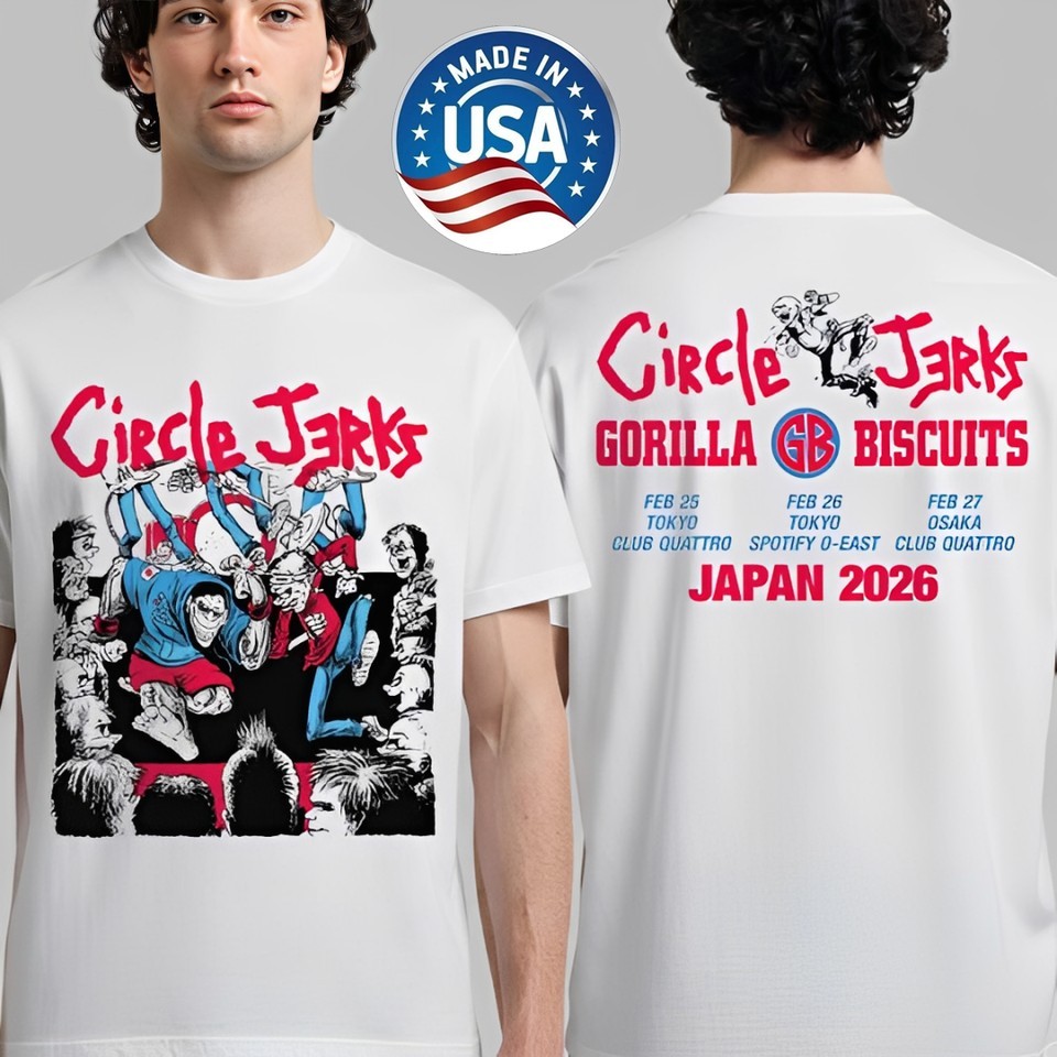 Circle Jerks Japan Tour 2026 Merch X Gorilla Biscuits Unisex Two Sided T-Shirt