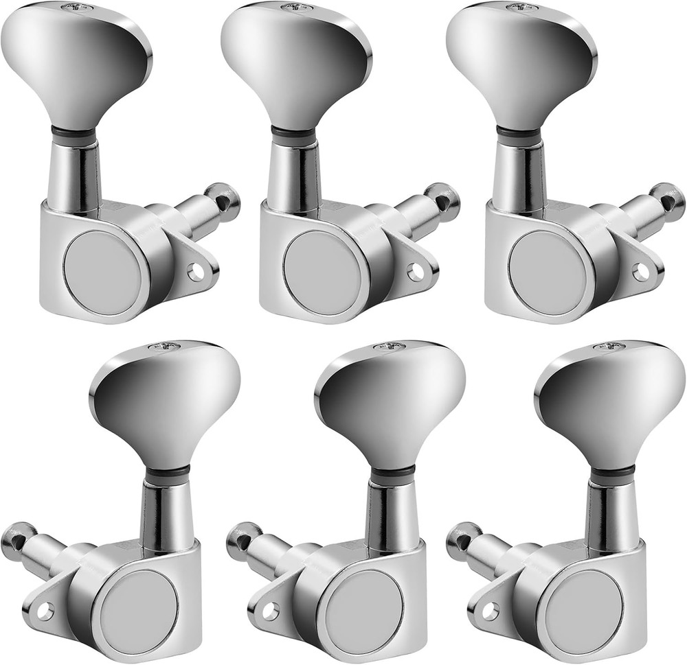 Guitar Tuning Pegs Machine Heads Chrome Knobs for Acoustic Electric 6 Pieces