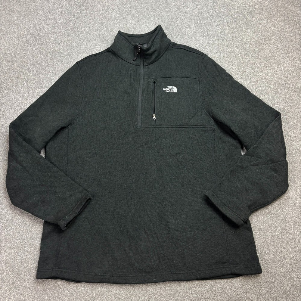 North Face Fleece Adult X Large Black Quarter Zip Outdoors Jumper Pullover Men