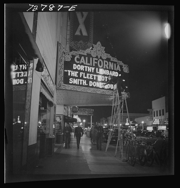 California Theatre Dorothy Lombard The Fleet's In 1930s Marquee Night Scene