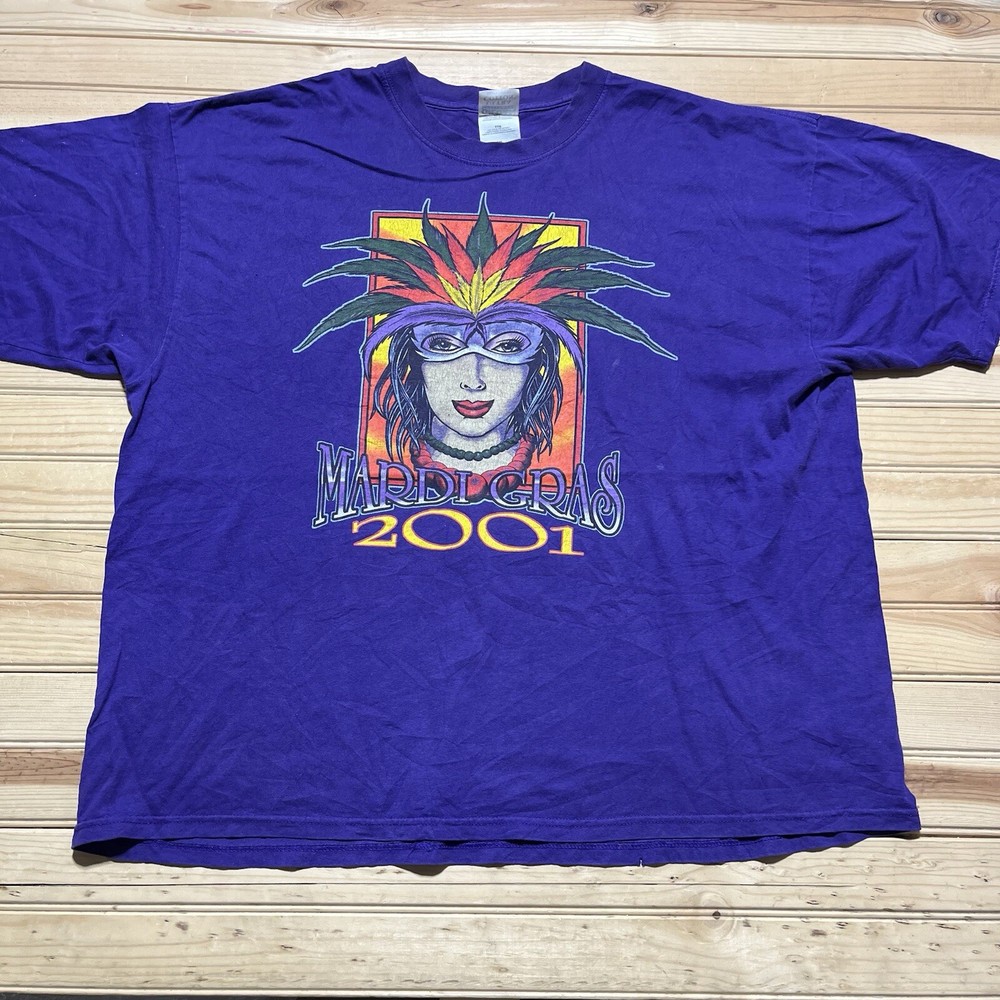 Vintage 2001 Mardi Gras Masquerade Mask Festival New Orleans Shirt Size 2XL