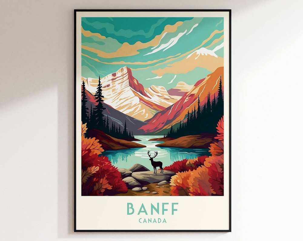 Banff Travel Print Canada Print Canada Home Decor Retro Wall Art Wedding Gift