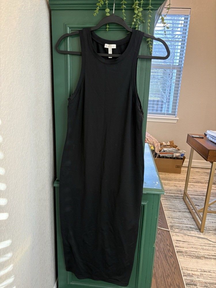 Women’s Size S Small Leith Solid Black Pencil Sleeveless Dress