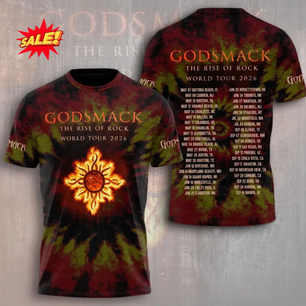 NEW Godsmack Band The Rise Of Rock Tour 2026 AOP 3D T Shirt For Fans QA1945
