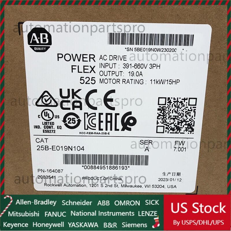 25B-E019N104 PowerFlex 525 11kW (15Hp) 660V AC Drive New AB US Free Tax