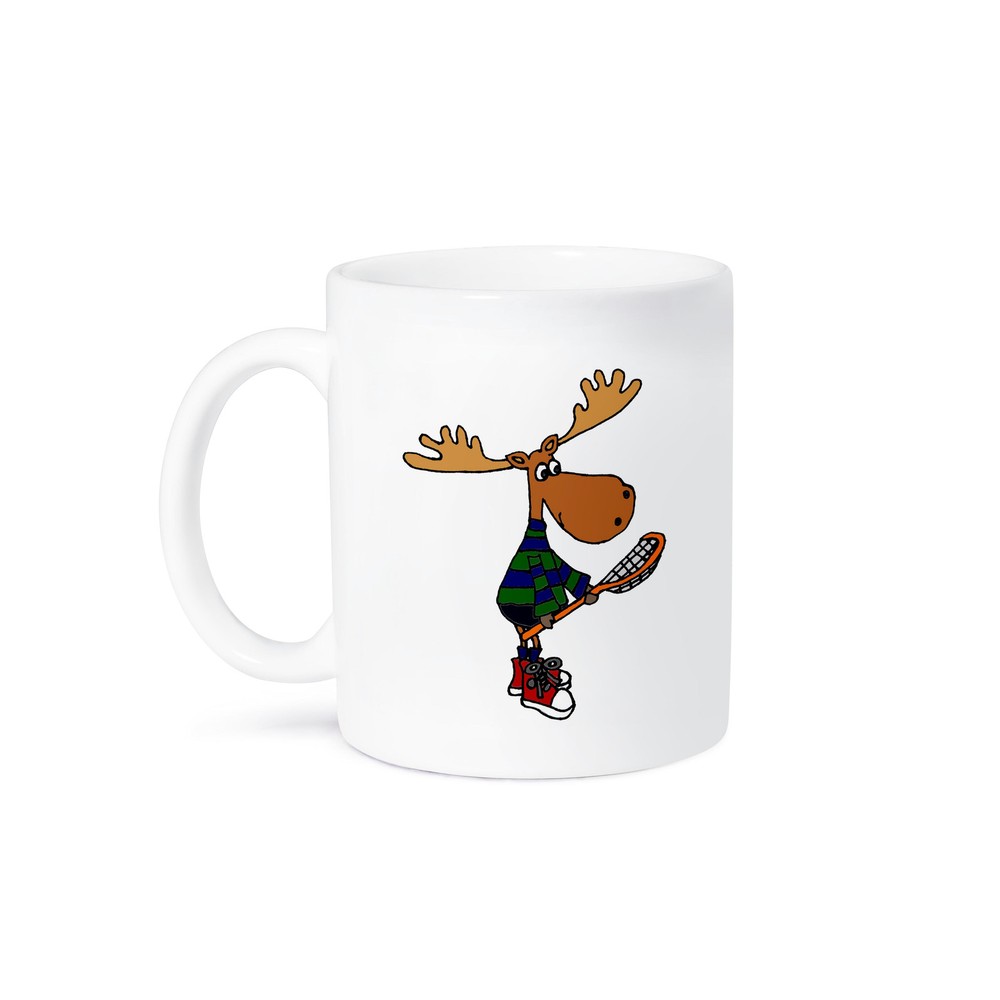 Funny Moose with Lacrosse Stick 11-Ounce Ceramic Mug