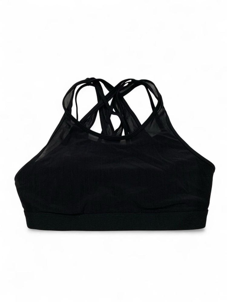 Fabletics Crossback Mesh Sports Bra Medium Support Wireless Full, Black