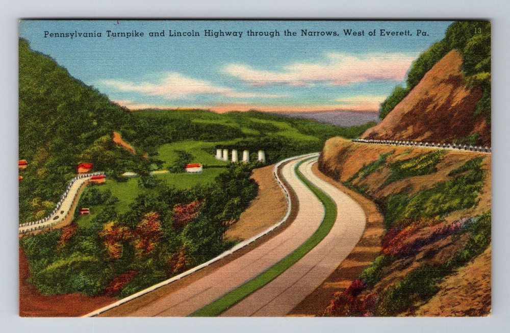 Everett PA-Pennsylvania, PA Turnpike Lincoln Highway, Narrows, Vintage Postcard