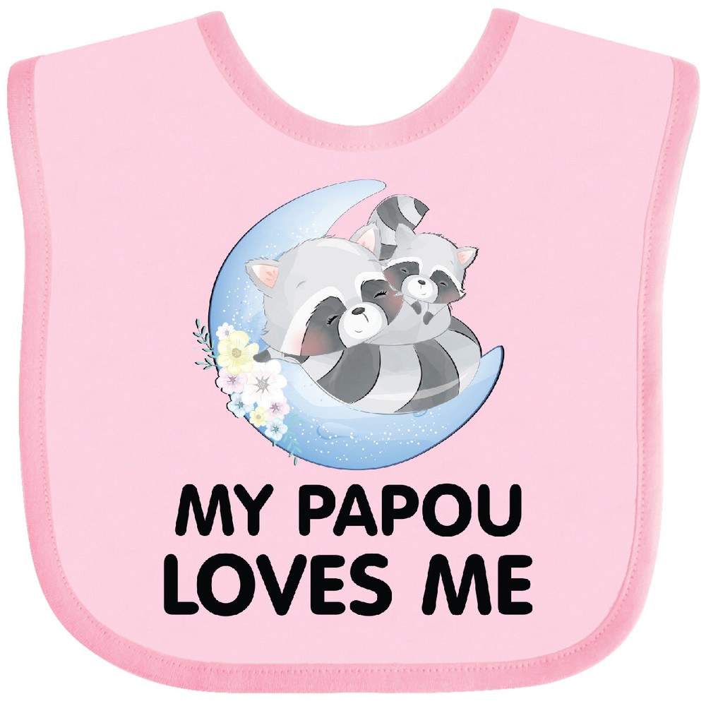 Inktastic Raccoon My Papou Loves Me Baby Bib Greek Grandpa Grandfather For Cute