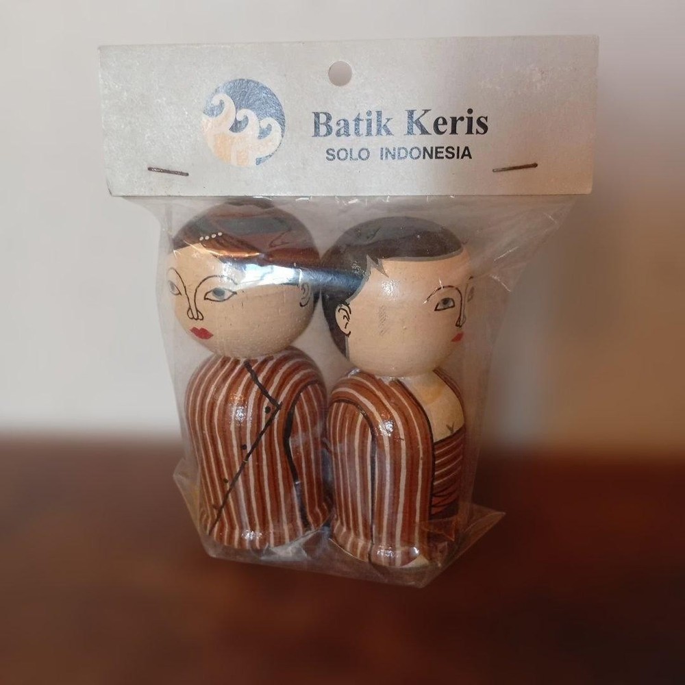 Batik Keris Kokeshi Doll Set Traditional Indonesian Wooden Dolls New