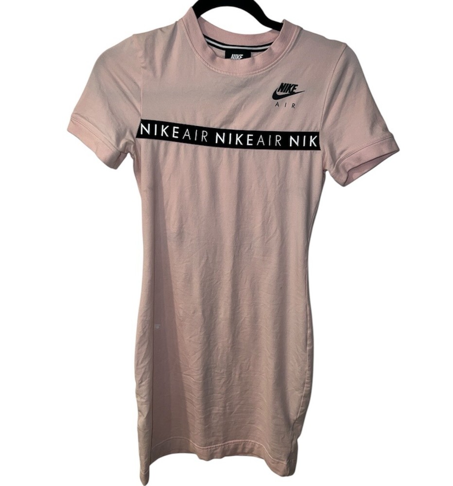 Nike Air Echo Pink Short Sleeve Mini T Shirt Athletic Dress Size S Logo Athletic