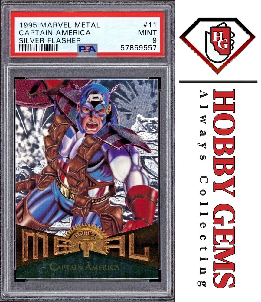 CAPTAIN AMERICA PSA 9 1995 Marvel Metal Silver Flasher #11 CA1