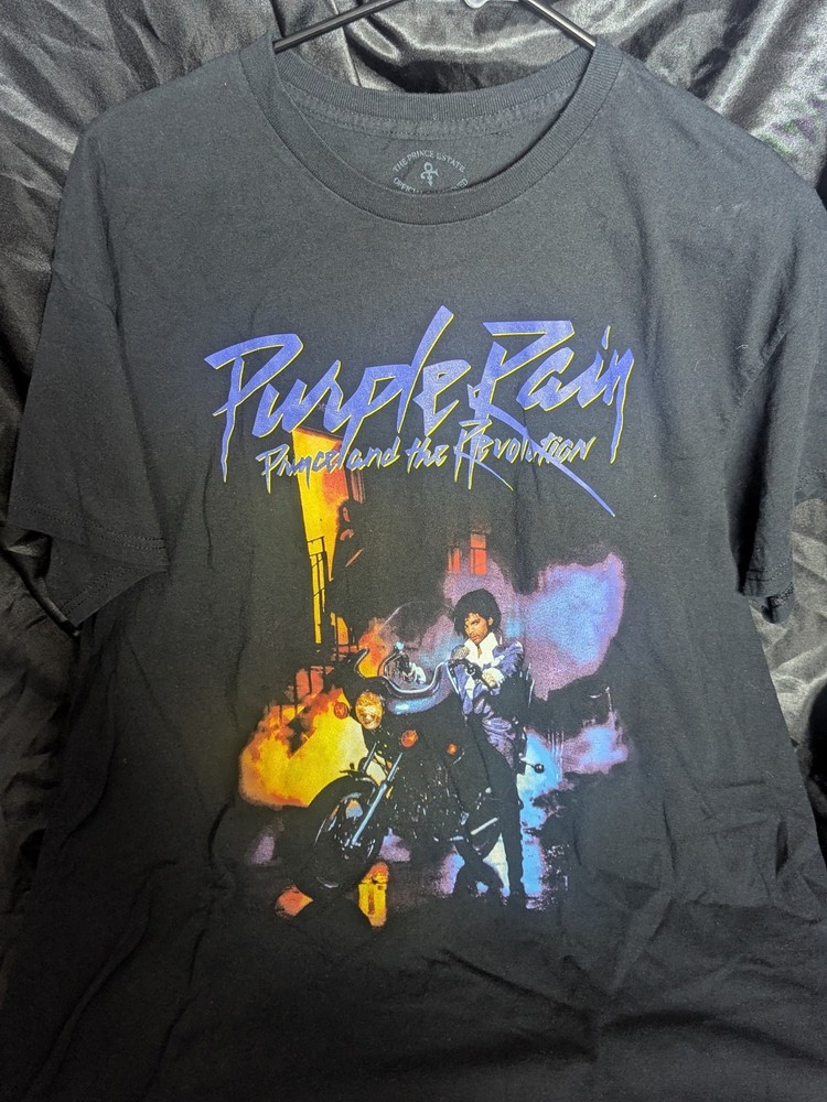 Prince Purple Rain T Shirt Adult Size XL Black Short Sleeve Graphic Tee