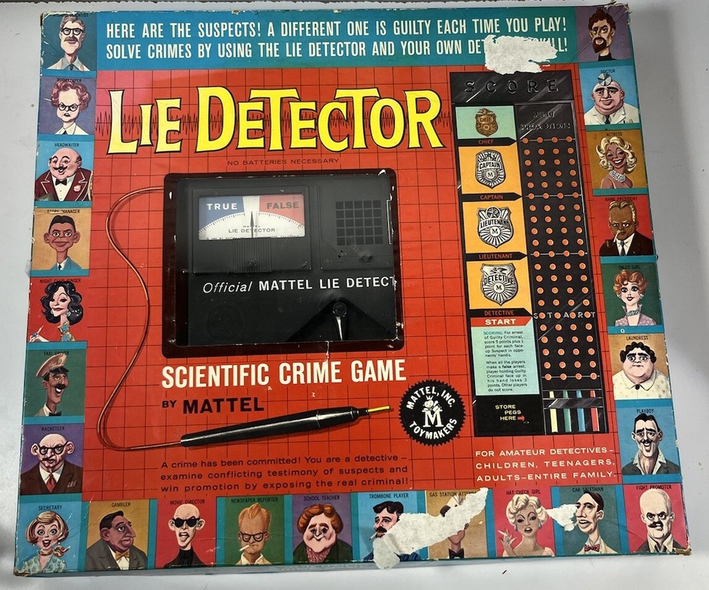 Vintage  1960 Mattel Lie Detector Scientific Crime Game w/ Box