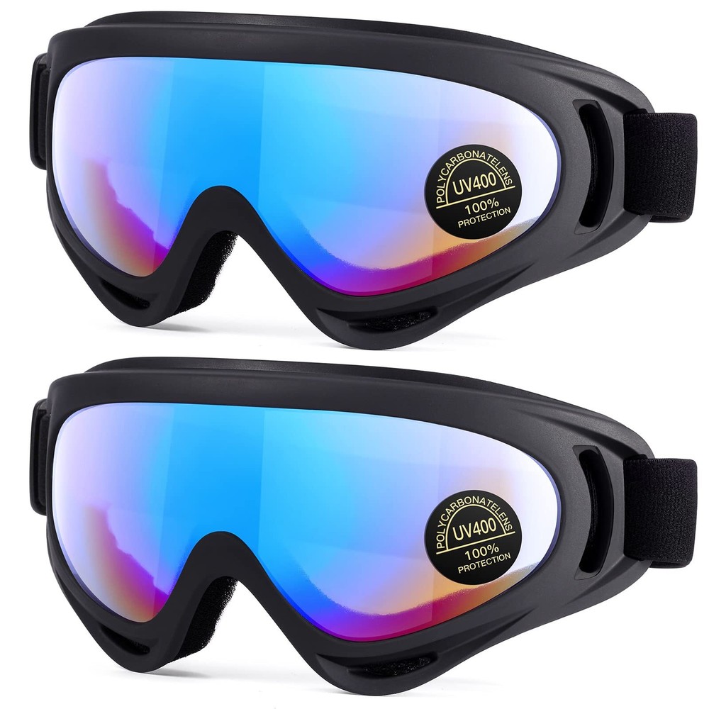 2-Pack Kids Motorcycle Goggles for Dirt Bike, ATV, and Off-Road Racing - Durable Child-Size Goggles for Safety and Style