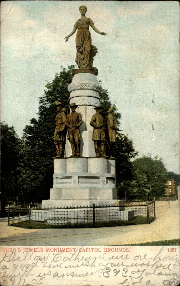 Columbus Ohio Civil War Union Jewels monument UDB posted 1907 postcard h371