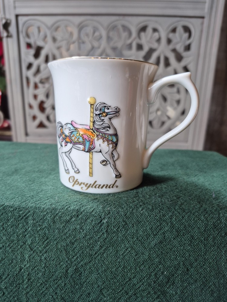 Opryland Theme Park Carousel Horse Coffee Tea Cup Mug Gold Trim Japan Nashville