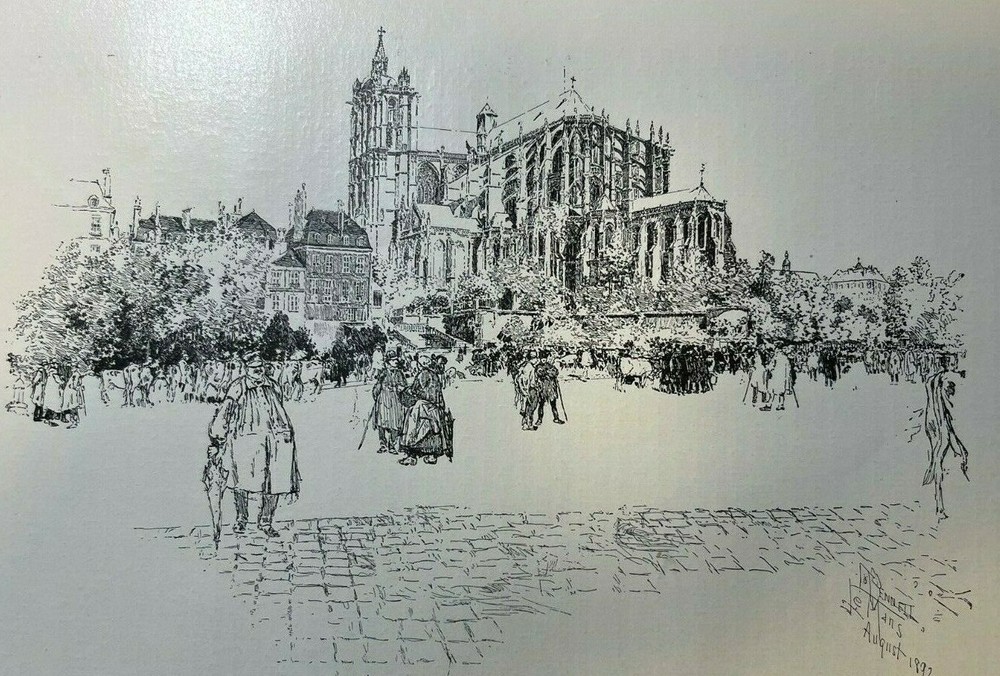 1907 Cathedral of St. Julien Le Mans France illustrated
