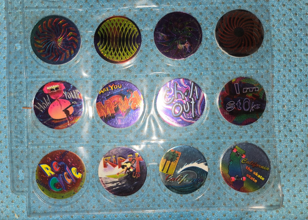 1990s Vintage Lot of 12 Holographic Pogs Milk Caps Lot
