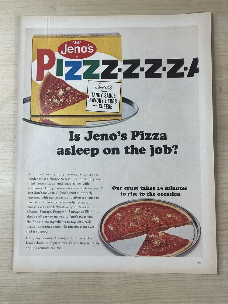 Jeno's Frozen Pizza 1965 Vintage Print Ad Life Magazine