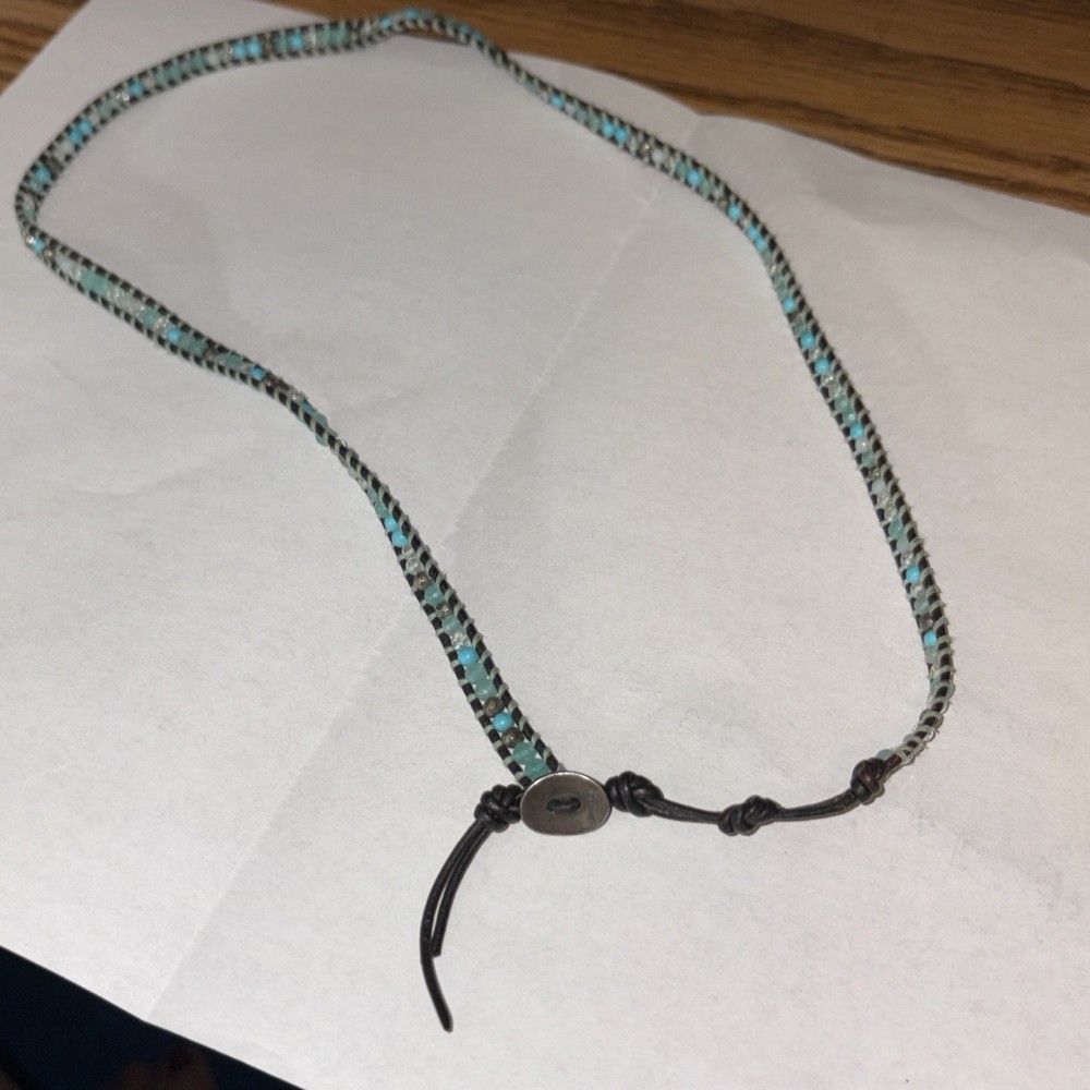 vintage sterling 925 silver Chan Luu turqoise /blue glass beads necklace