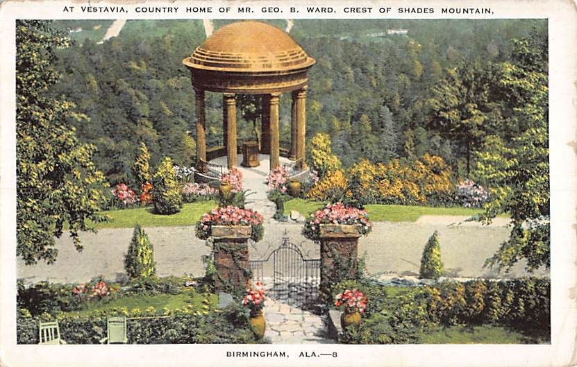 Postcard At Vestavia Country Home of Mr. Geo B. Ward Crest of Shades Mountains