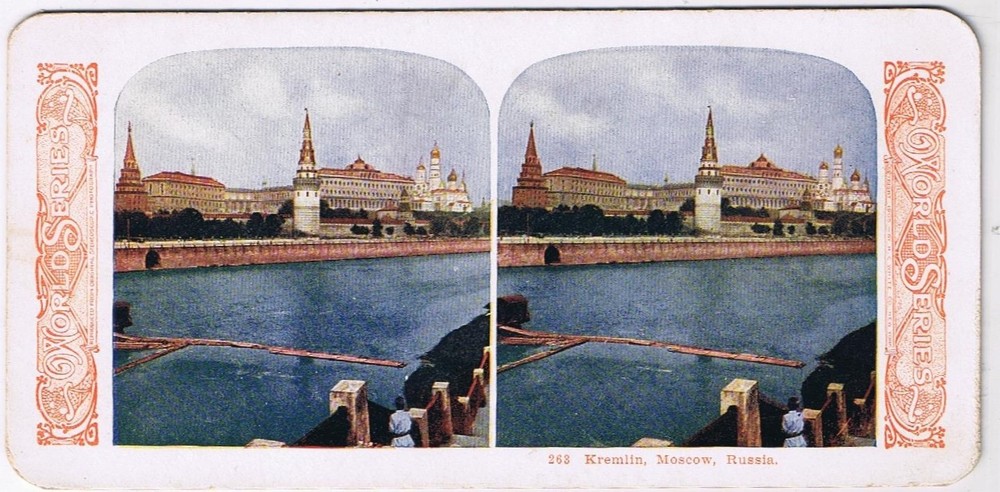 Stereo View Card Stereograph Kremlin Moscow Russia