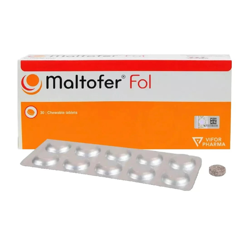 3 X Maltofer Fol 30's Chewable Tablets For Iron Deficiency Free Shipping