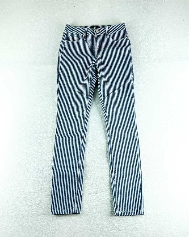 Indigo Rein Womens Jeans Blue Striped Tag Size 5 (28x29) Mid Rise Skinny Stretch