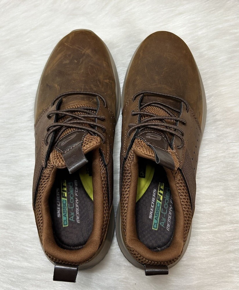 Skechers Mens Dark Brown Air Cooled Memory Foam Classic Fit Casual Shoes 8
