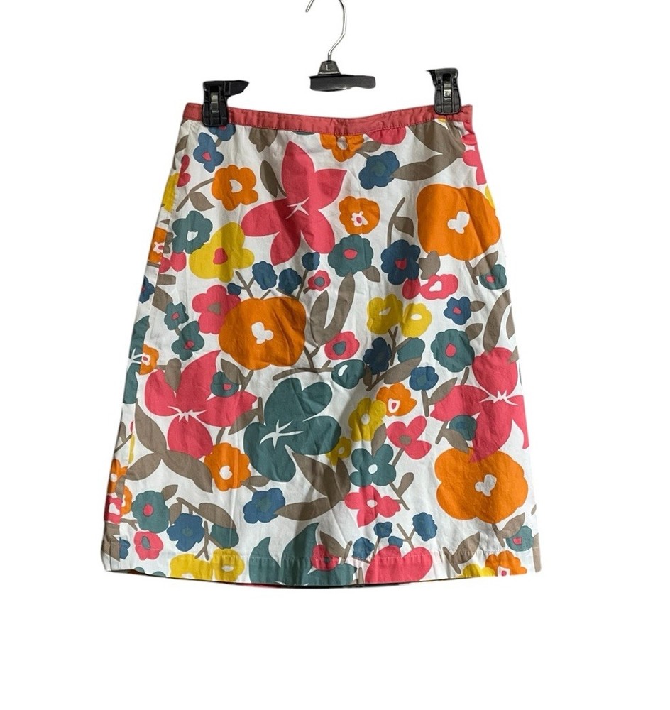 Boden Mini Skirt Sz 4Cotton Vibrant Floral Retro 70's Dopamine Boho Hippie