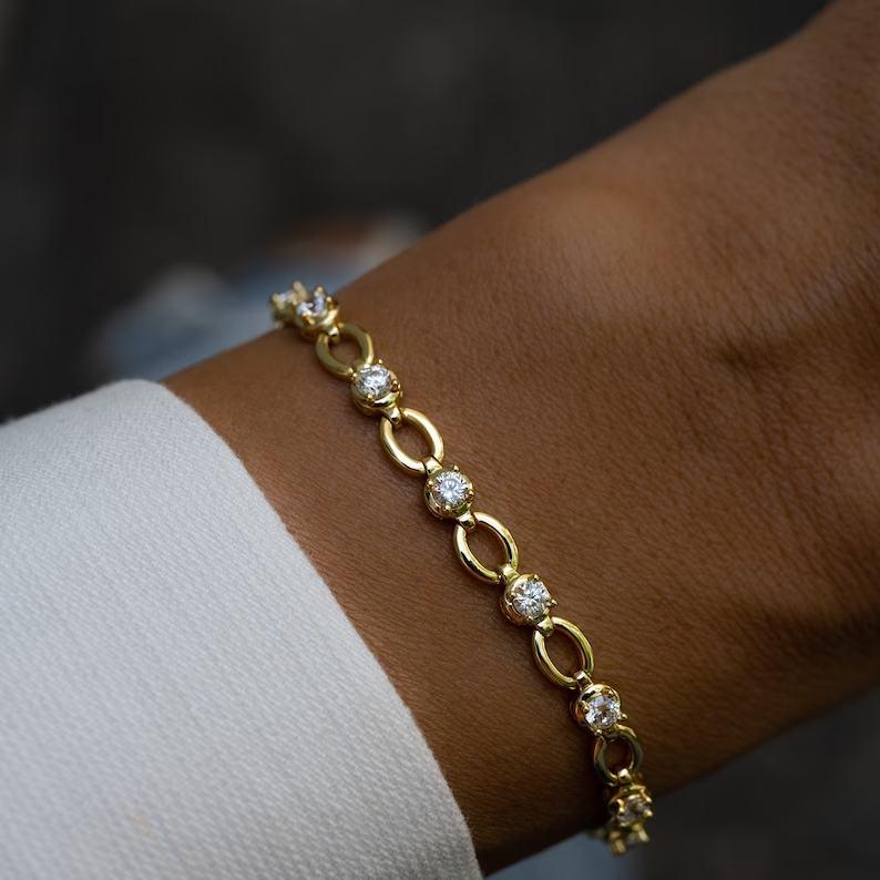 6 Ct Round Simulated Diamond Women's Tennis Bracelet 925 Yellow Sterling Silver