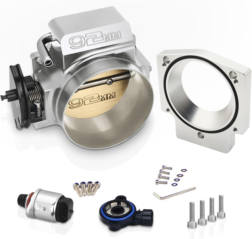 92MM Throttle Body with TPS IAC and Adapter Plate for Chevy GM LS1 LS2 LS7 LSX Gen III Engines