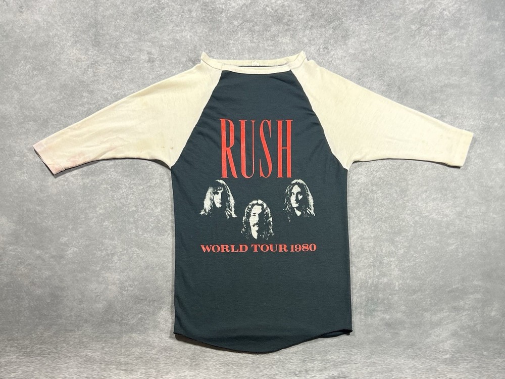 Vintage Rush 1980 World Tour Raglan Tee Shirt Sz large no tag