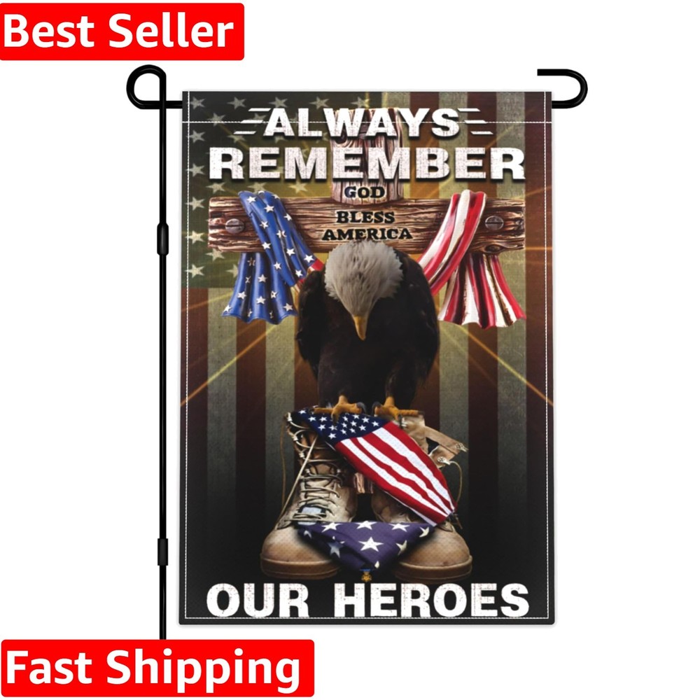 Memorial Day Garden Flag 12x18 Inch Always Remember Our Heroes Garden Flag 4t...