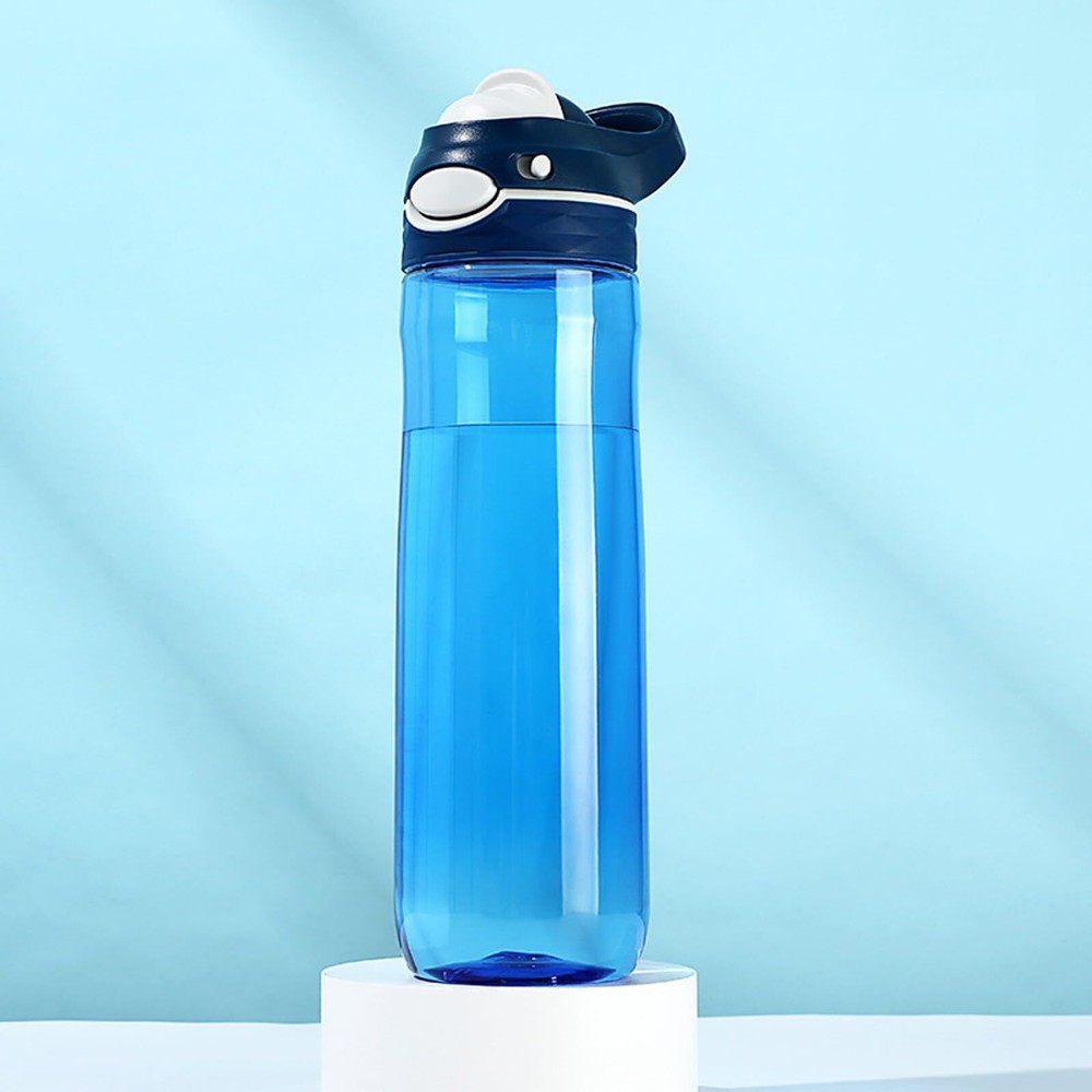 Blue Tritan BPA-Free Water Bottle with Lock Button and Handle