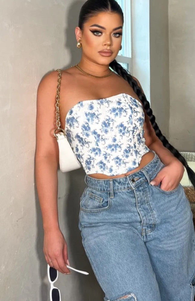 Fashion Nova Obsessed with Floral Corset Top Size M