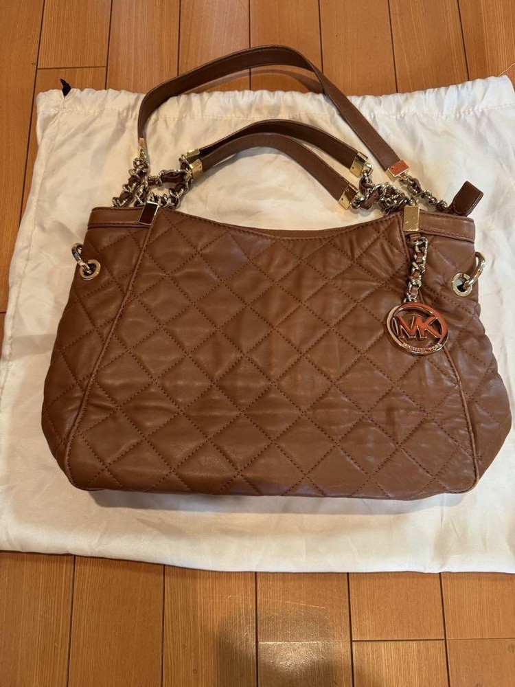 MICHAEL KORS Handbag Shoulder Bag Logo Leather Brown women's Present FROM JAPAN