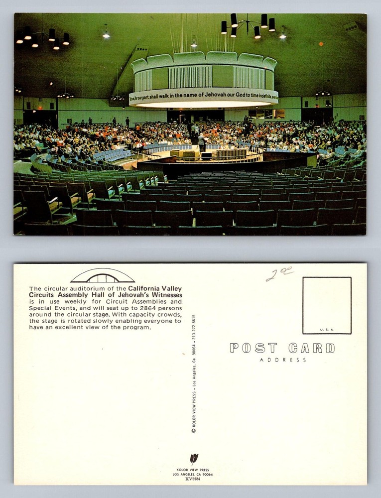 Woodland Hills, CA-California, Assembly Hall Interior Crowd Vintage Postcard