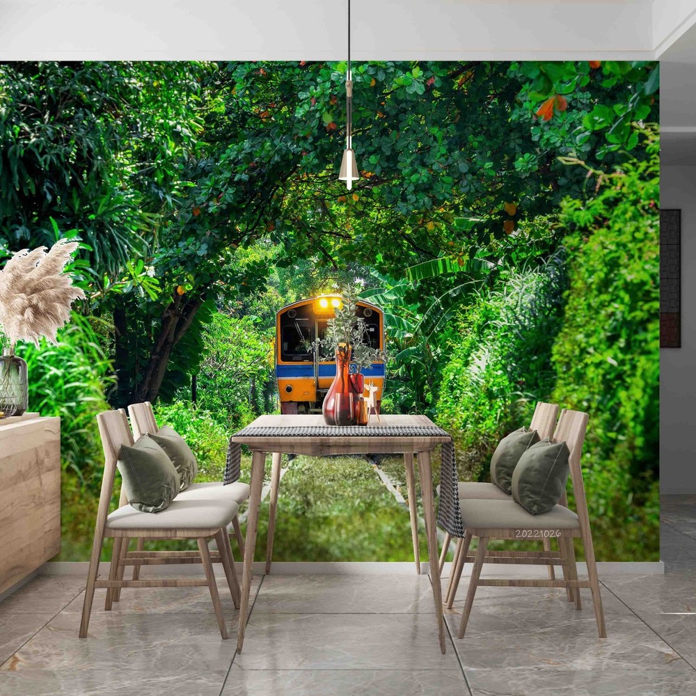 3D Forest Train Landscape Wall Murals Wallpaper Murals Wall Sticker