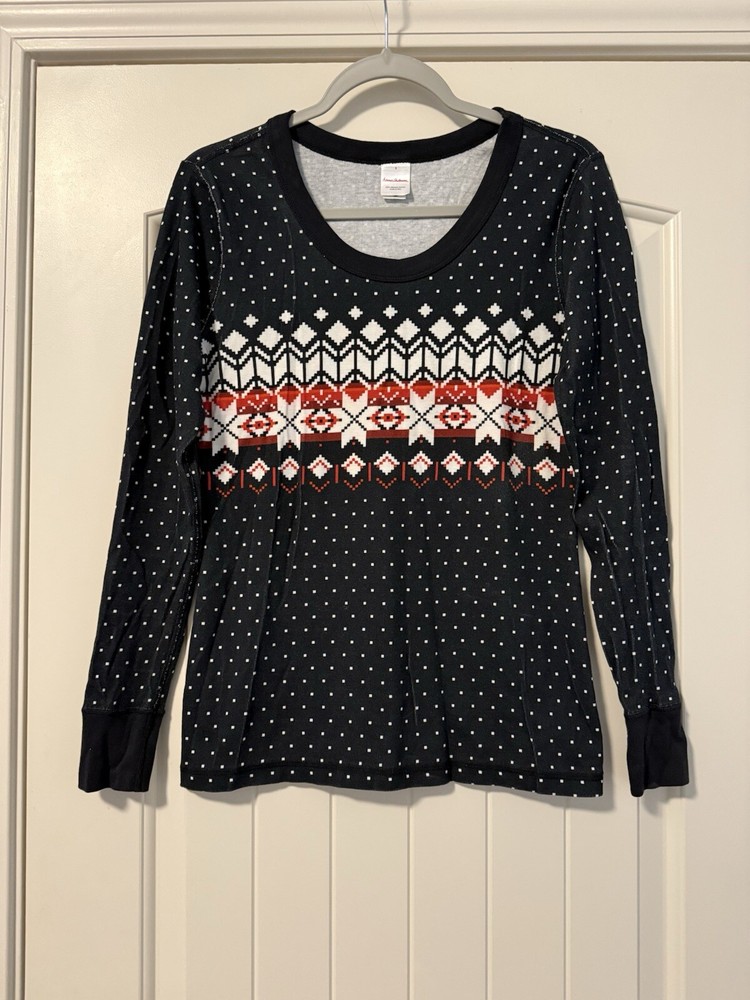 Hanna Andersson Women's Holiday Long John Pajama Top Size S