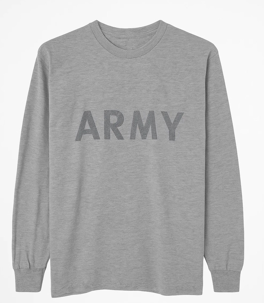Vintage 1999 US Army PT Long Sleeve T Shirt Mens S Grey Reflective Logo