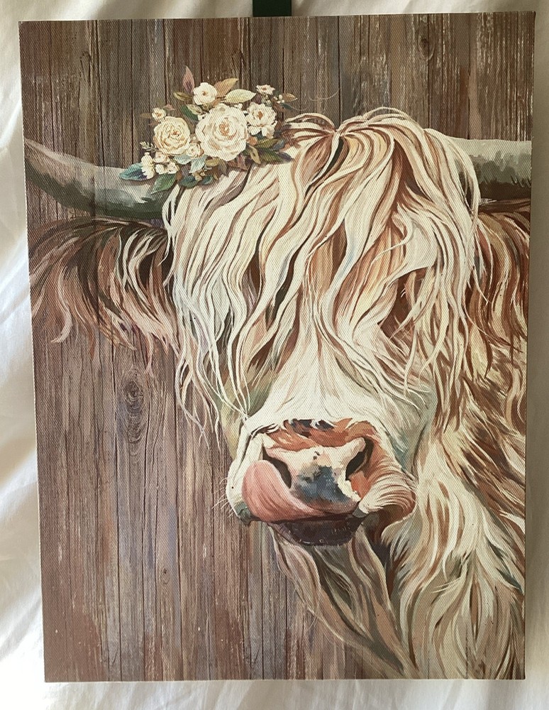 Set Of 2 Highland Cow Printed Canvas Wall Art